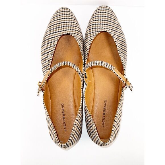 Lucky Brand Mary Jane Flats Pointed Toe Plaid Strap Preppy Comfort Y2K Size 10 - Picture 9 of 16